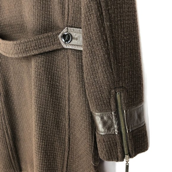 Cole Haan | Wool Blend Leather Trimmed Peacoat - Picture 7 of 10